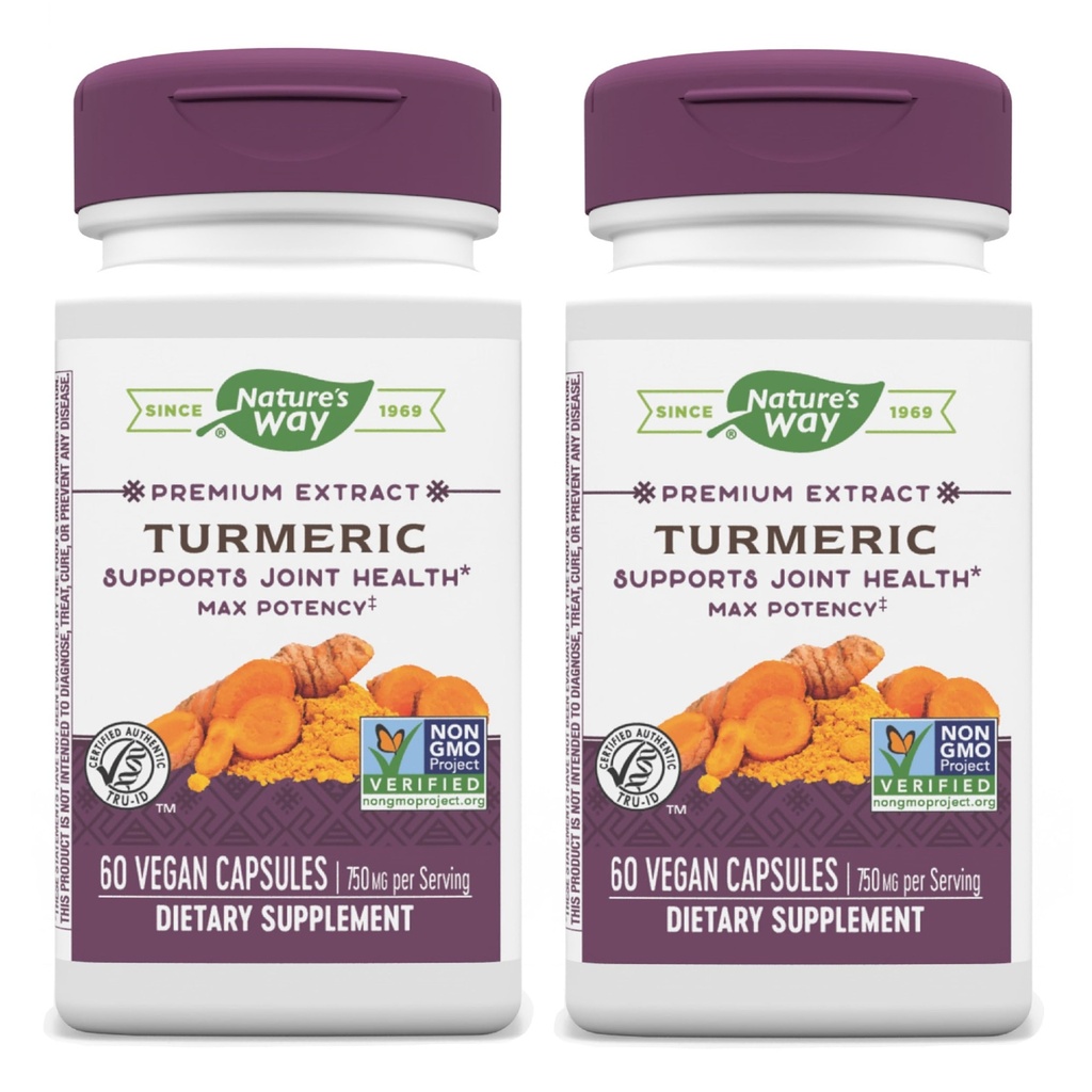 Nature's Way Turmeric Max Potency Premium Extract - kurkum toidulisand ühine tugi * - kurkum ekstrakti - meestele ja naistele - Gluteenivaba - 60 vegan kapslit (pakk 2)