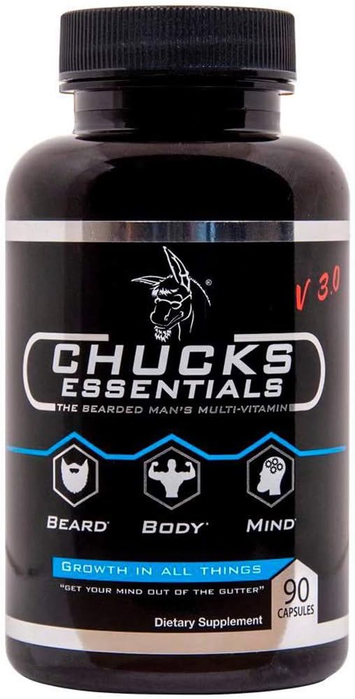 Chucks Essentials - Habemega meeste multivitamiin, kiiremini kasvavale habemele, mis on koormatud tervislike, paksemate, tugevamate ja kiiremini kasvavate juuste jaoks oluliste vitamiinide ja mineraalidega, 90 kapslit