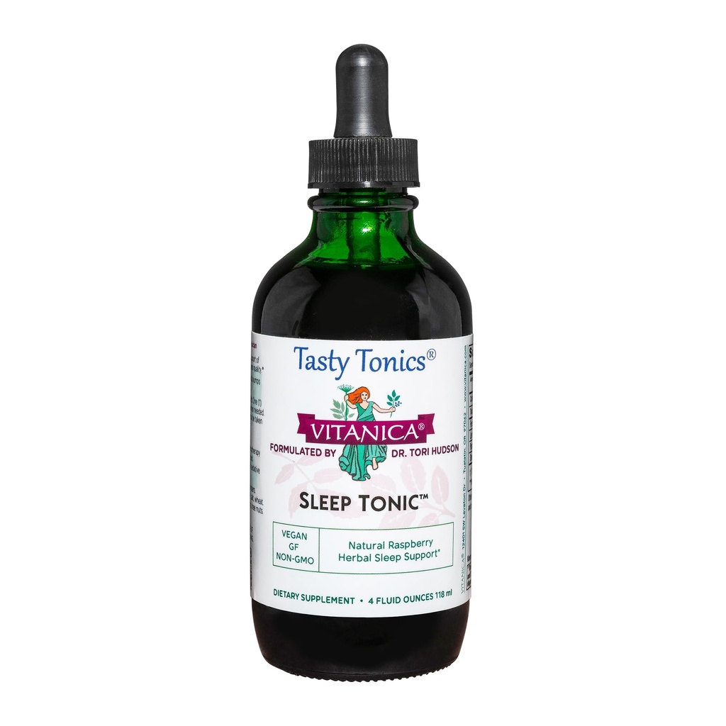 Vitanica Sleep Toonik, Natural Vequid Sleep Aid Supplement, Dr Formulated, Lõõgastav ja rahulik toetus täiskasvanutele, Stress Relief, Valerian Juur, Lemon Balm, Passion Flower, Vegan, 4 Ounce