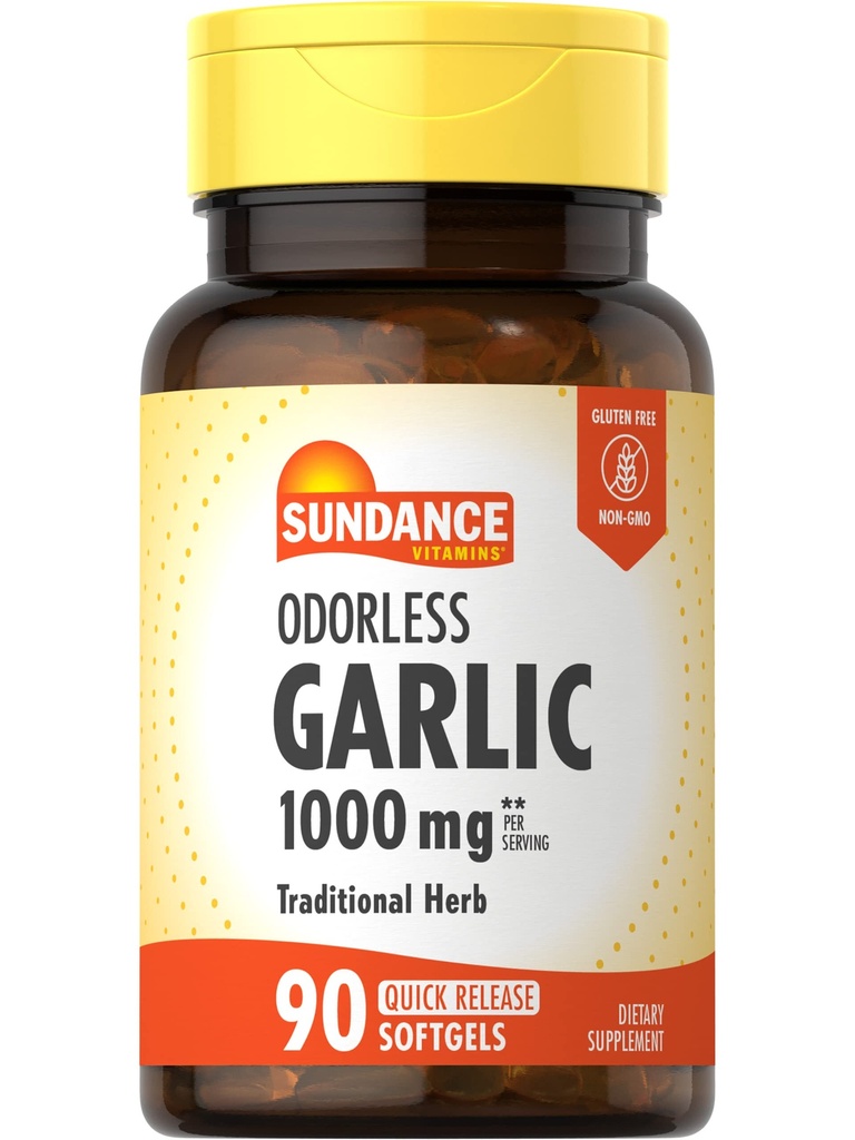 Sundance Lõhnatud Küüslaugu Softgels | 1000mg | 90 Count | Non-GMO ja Gluteeni tasuta täiendada