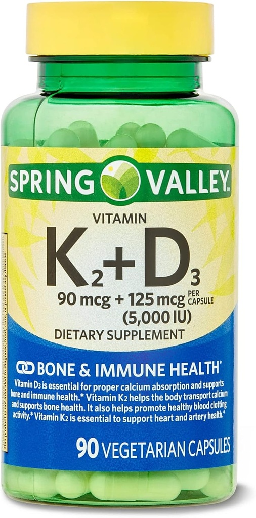 abseits Vitamiin K2 (90mcg) + D3 (125mcg) 90 Count Vegetarian Kapsel