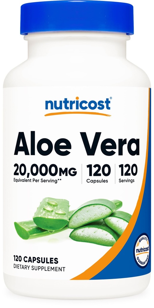 Nutricost Aloe Vera 20 000 mg, 120 kapslit - gluteenivaba, mitte-GMO, taimetoitlane sõbralik (100 mg 200: 1 ekstrakt)