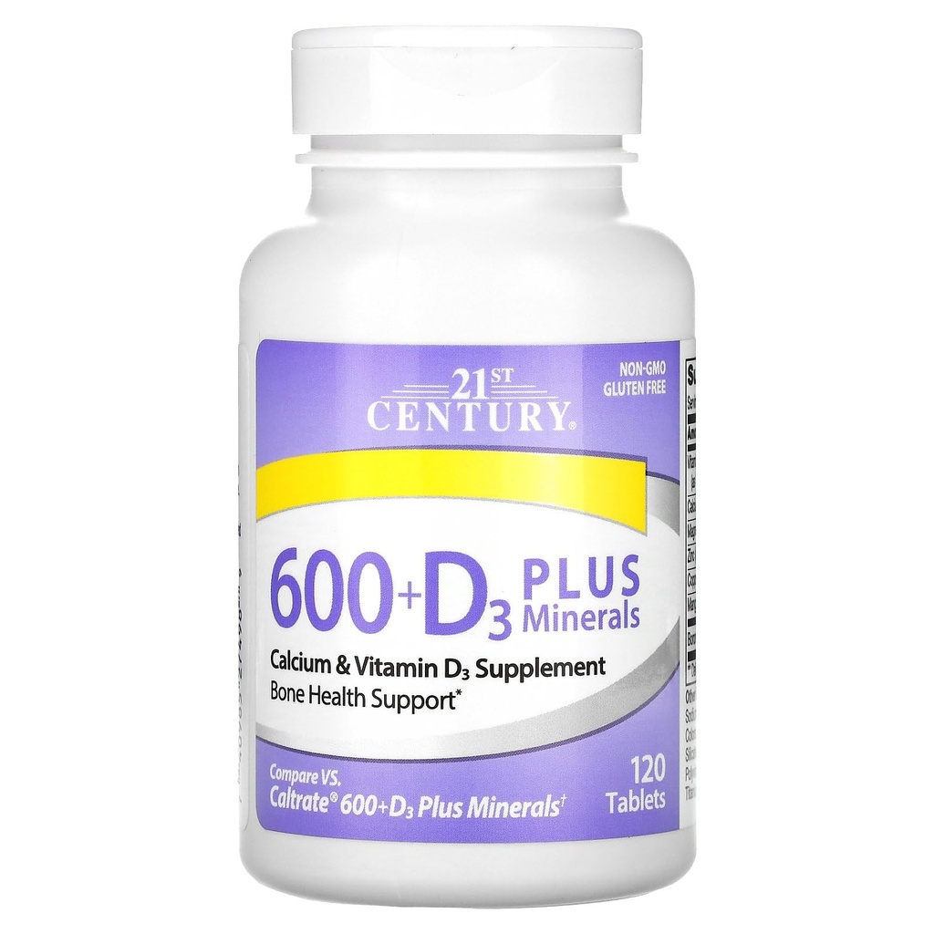 21st Century Calcium 600 Plus D Plus mineraalid Caplets, 120Count (27498)