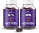 BeLive Iron Gummies - Multivitamin Iron Supplement with Vitamin C, A, B & Zinc, Supports Blood Oxygen, Vegan Supplements for Women, Men & Kids for Growth and Development - Grape Flavor | 2-Pack