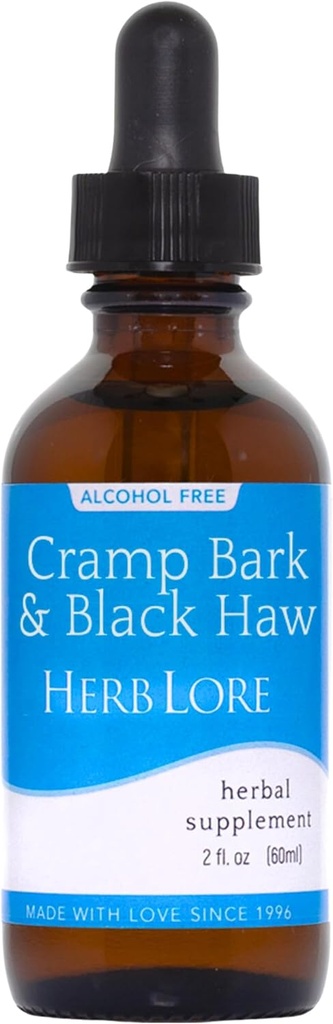 Herb Lore Cramp koor ja Black Haw Tinktuura - Alkoholivaba vedelik Taimne menstruaalkramp Lisatilgad Perioodilised krambid, lihaspinge ja Uterine Support (2 fl oz)