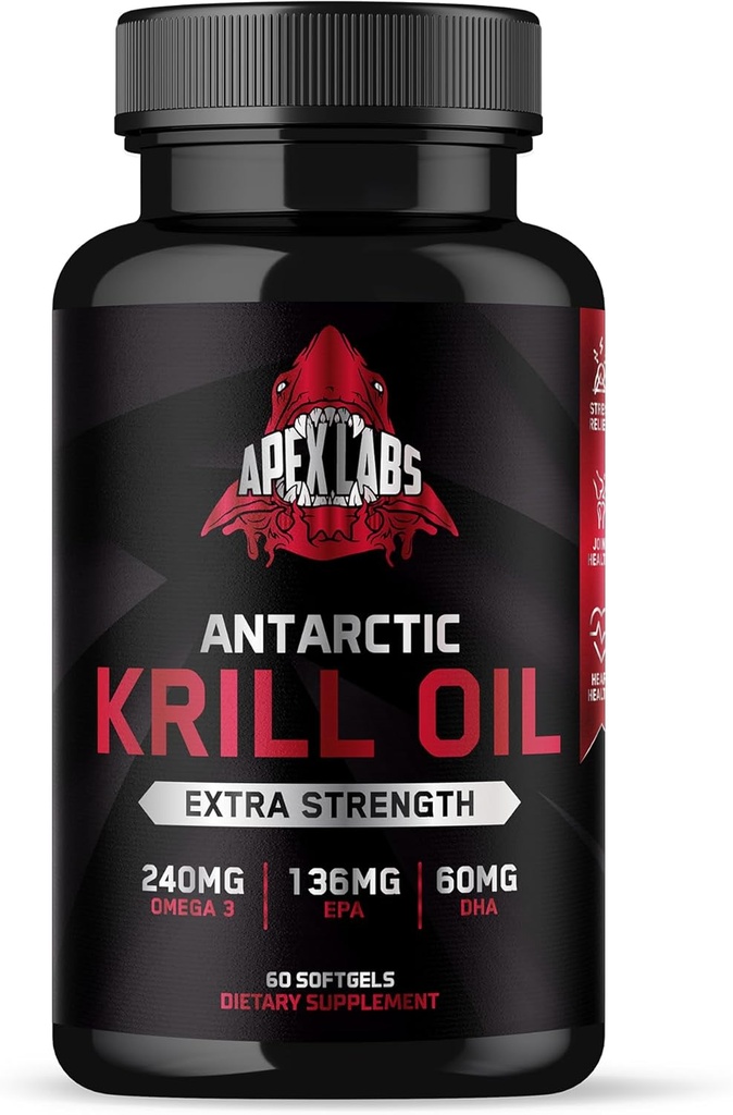Antarktika krillõli 1000 mg koos Omega-3s EPA, DHA, astaksantiin ja fosfolipiidid 60 Softgels