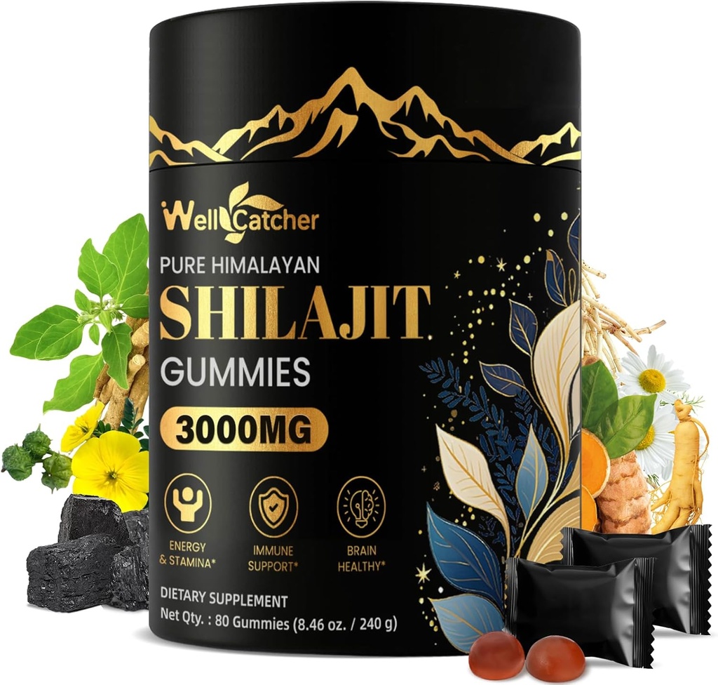 Shilajit Gummies meestele Naised: Puhas Himaalaja Orgaaniline Shilajit Ashwagandha 85 + Trace Minerals & Fulvic Acid Individuaalselt Pakitud Energia Aju Immuunsuse Toetus No Sugar 40 Servings