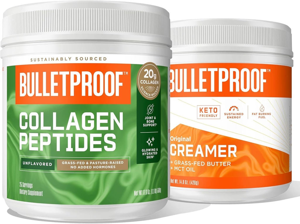 Kuulikindel maitsestamata kollageen Peptides pulber, 18 g valk, 17, 6 Oz-Original Unflavoured Creamer, 2 g Net Carbs, 10 g Tervislikud Rasvad pulbristatud MCT-st Õli