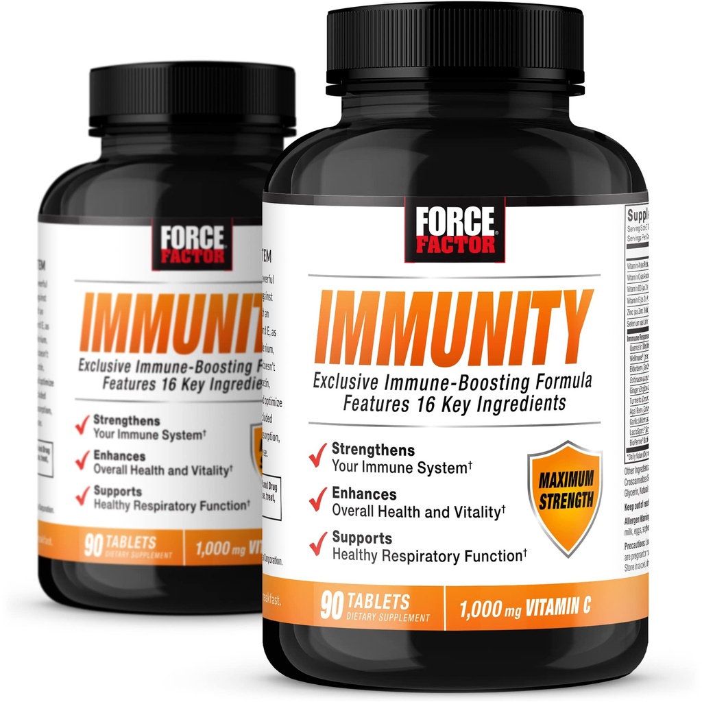 FORCE FACTOR Immuunsus, immuunsuse tugivõimendaja koos leedrimarjaga ja 1000mg C-vitamiini, pluss D-vitamiini, tsinki, probiootikume, antioksüdante ja Echinacea immuunsüsteemi tervise kaitseks, 90 loend (2. pakk)