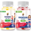 Vitamiin D3 K2 Gummies 5000 RÜ - Immuun- ja luude asendaja ja magneesiumkummid lastele ja täiskasvanutele - 500 mg