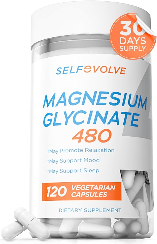Magneesiumglütsinaat 480mg - kõrge imendumine Magneesiumi lisand Stressi leevendamine, uni, südame tervis, närvid, lihased ja ainevahetus, 120 Veggie kapslit, 1 kuu pakkumine