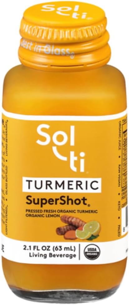 Sol-ti orgaaniline kurkum SuperShot jook, must pipar suurendab kurkumiini imendumist ja biosaadavust kurkumiinis, et aidata ühist tuge, SuperFood, 12 Pack (2,1 Fl oz)
