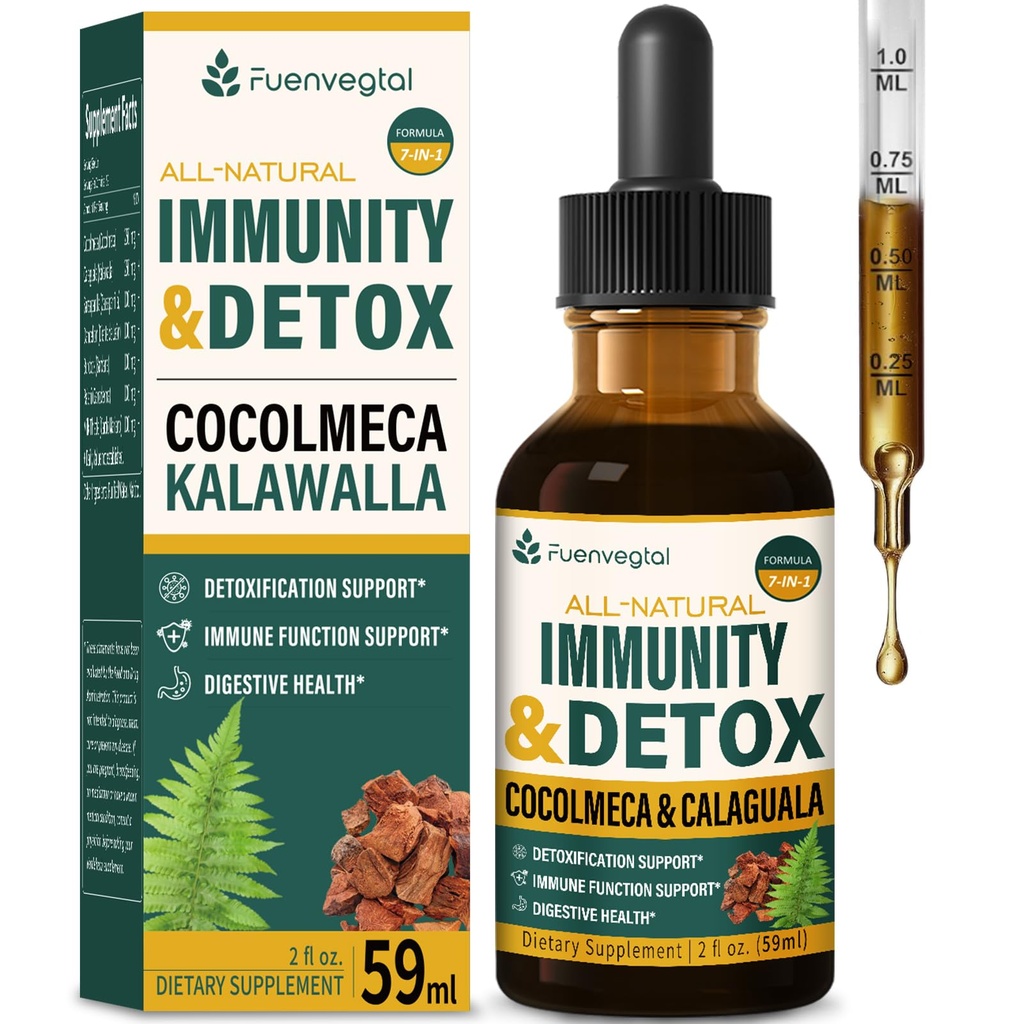 Cocolmeca Bark Immuunsus & Detox Drop, Taimne ekstrakt koos Polypodium Leucotomos Sarsaparilla Piimaohakalisandi Toetus Detoksikatsioon, Immuunsüsteem, Seedetrakti Tervis. 2oz