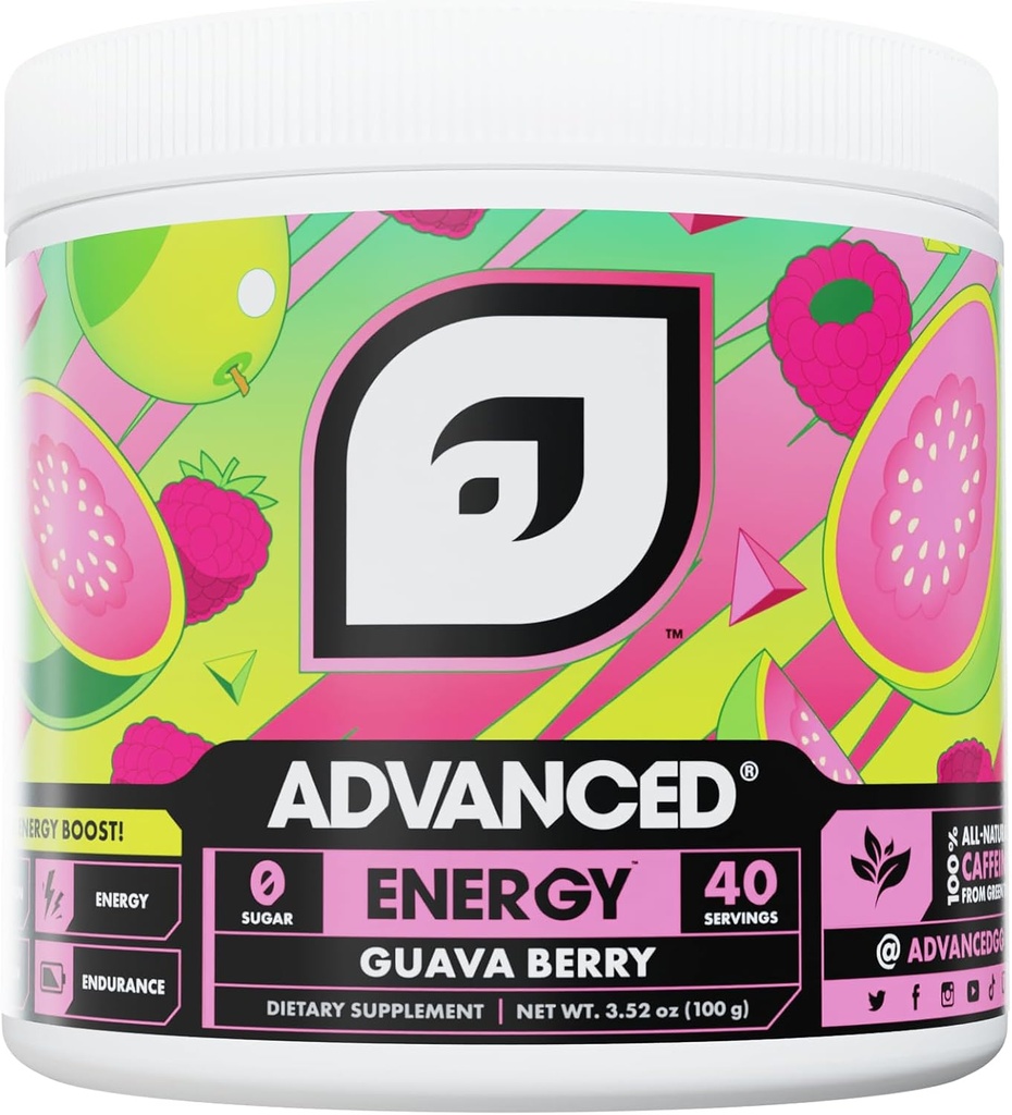 Advanced Energy - Energy Boosting valem elektrolüütidega hüdreerimiseks - L-Theanine, et võidelda Jitters - Sugar Free & Keto Friendly - No Maltodekstrin (40 Servings) (Guava Berry)