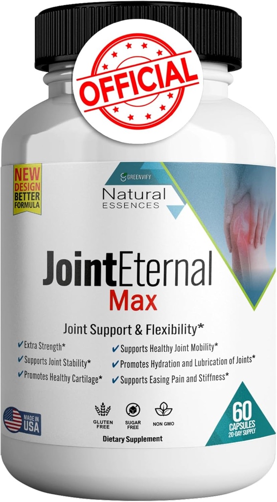 Ühine Eternal Max Natural Essences Natural Joint Support Supplement, 60 kapslit 20 päeva pakkumine, Gluteenivaba, suhkruvaba, mitte-GMO, valmistatud USA (1)