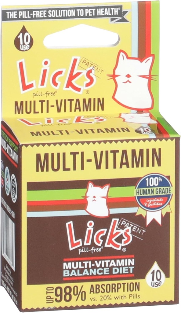 Licks Pill-Free Cat Multivitamiin - Kassilisand C-, D- ja kaltsiumiga - Multivitamiin Lemmikloomade tarvikud - Geelpakendid - 10 kasutus