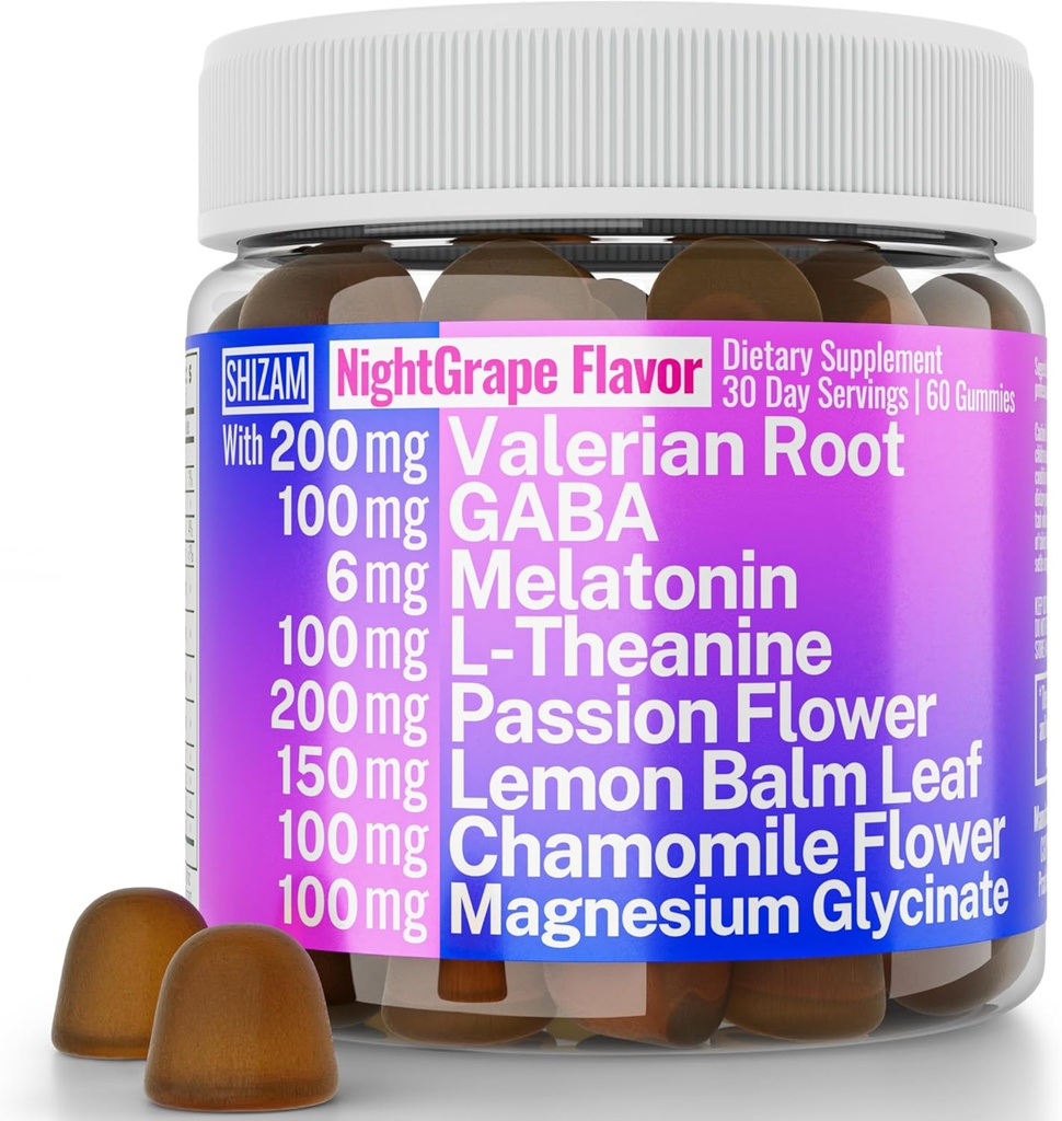 SHIZAM Valerian Root Chamomile Gummies, Abi rahu ja stressi lastele ja täiskasvanutele, Kapslid Tinktuur Väljavõte tilgad Närimispillid Tee Vedel Alt, täiendus, Valarian Roots Organic Sleep 500mg Herb