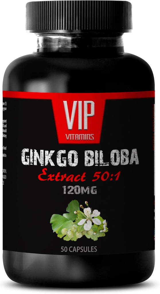 Aju ja mälu vitamiinid - Ginkgo BILOBA 120MG - ekstrakt 50:1, Gingko biloba kompleks, Ginkgo biloba toidulisandid, aju mälu toidulisandid, aju mälu toidulisand, mälu pillid, 1 pudel