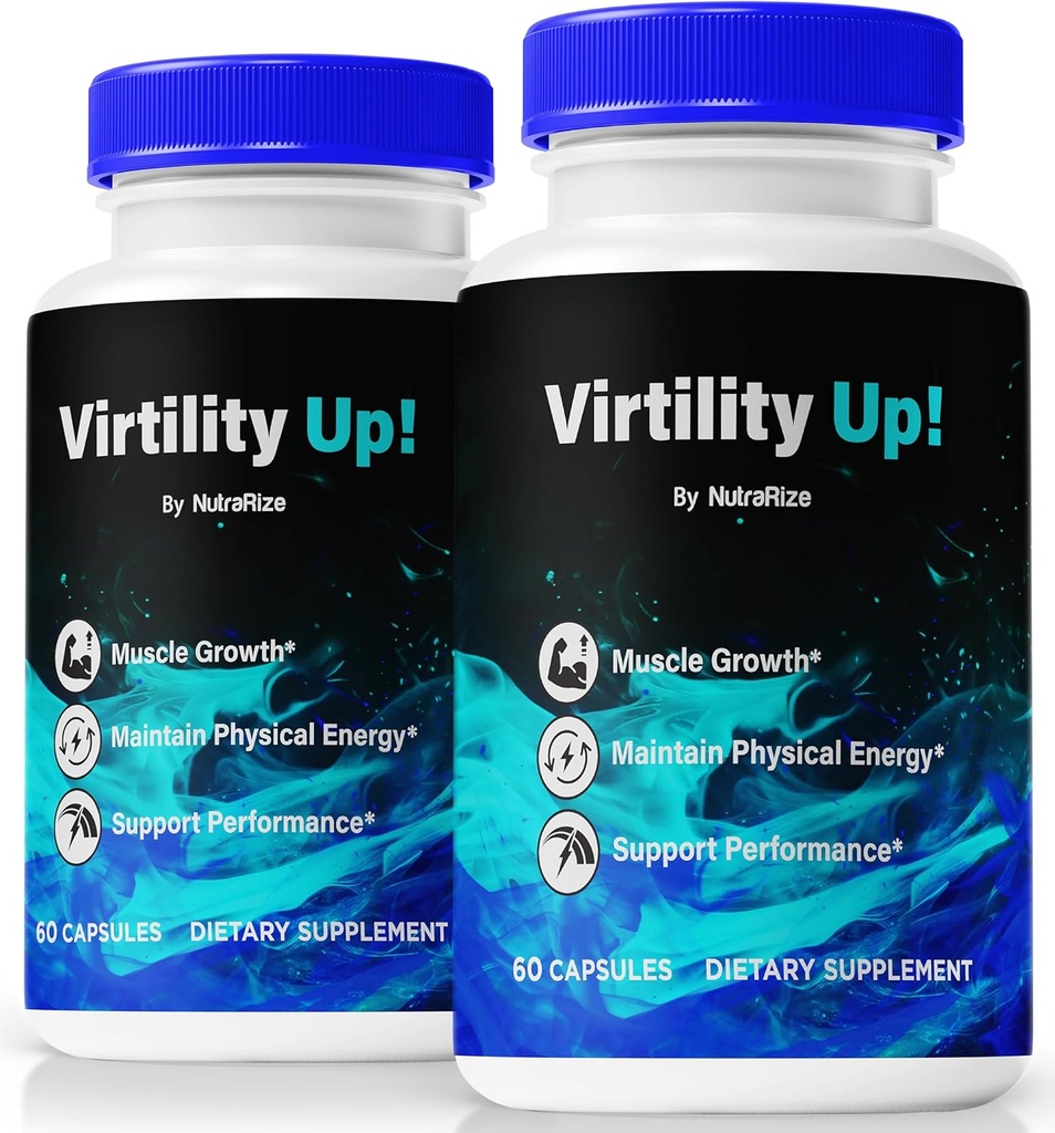 (2 Pack) Virtility Up pillid, ametlik VirtilityUp meestele, toetab energiat, vastupidavust ja jõudlust, kõik looduslikud toetused üldisele heaolule, meeste kapslite ülevaade, Premium valem (120 kapslit)