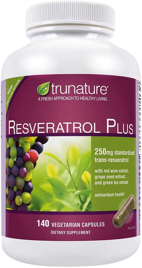 TruNature Resveratrol Plus , 250 milligrammi standardiseeritud trans- resveratrool 140 taimekapslit