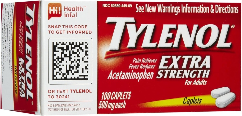 Tylenol Extra Tugevusvalu Reliever & Palaviku Vähendaja Caplets-100 Count