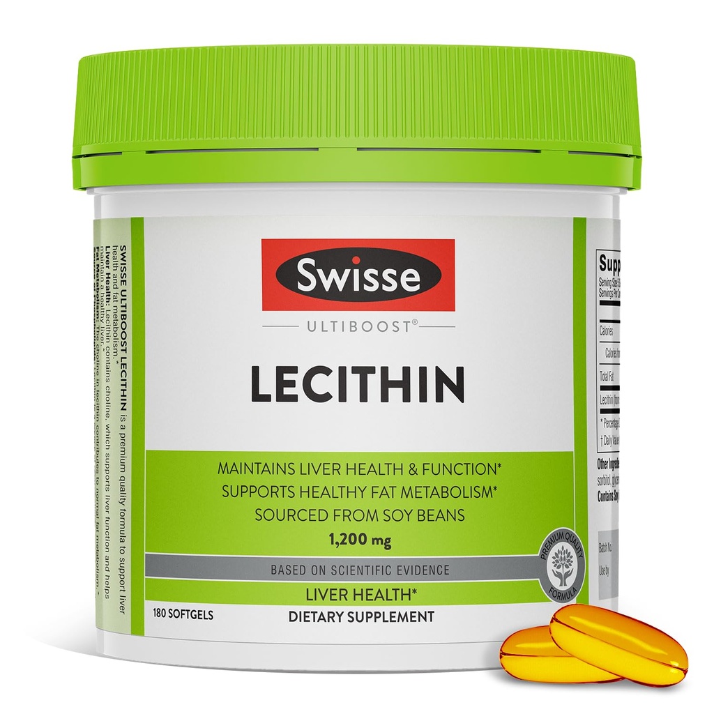 Swisse sojaletsitiini 1200mg Softgels Kapslid | Säilitab maksa tervist ja funktsiooni * | Toetab rasva ainevahetust * | Koliiniletsitiinilisa 1200 mg | 180 Softgels