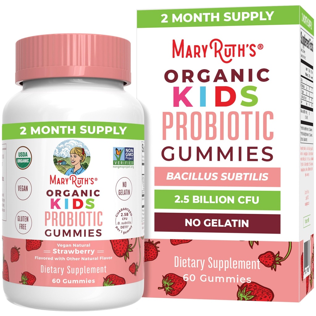 MaryRuth Organics Kids Probiootikumid Seedetrakti Terviseks | USDA Probiootikumid | 2 kuu varu | Laste probiootikumid | Immuunsüsteemi tugi | Soolestiku tervise täiendus | Vegan | Mitte-GMO | Gluteenivaba | 60 loend