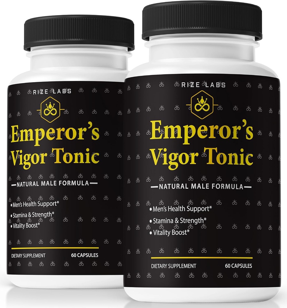 Rize labs (Pack of 2 Emperor's Vigor Toonic for Men, All-Natural Male Formula, Original Supplement to Support General Health and Performance, Ametlikud ülevaated (120 kapslit)