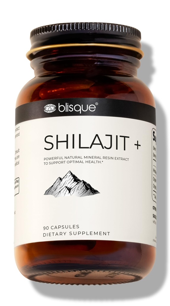 Blisque – Pure Himalayan Organic Shilajit Vaigu ekstrakt kapslid | Autentne ja looduslik | Kuldne klass A | Sisaldab Fulvic Acid and Trace Minerals | 90 kapslit