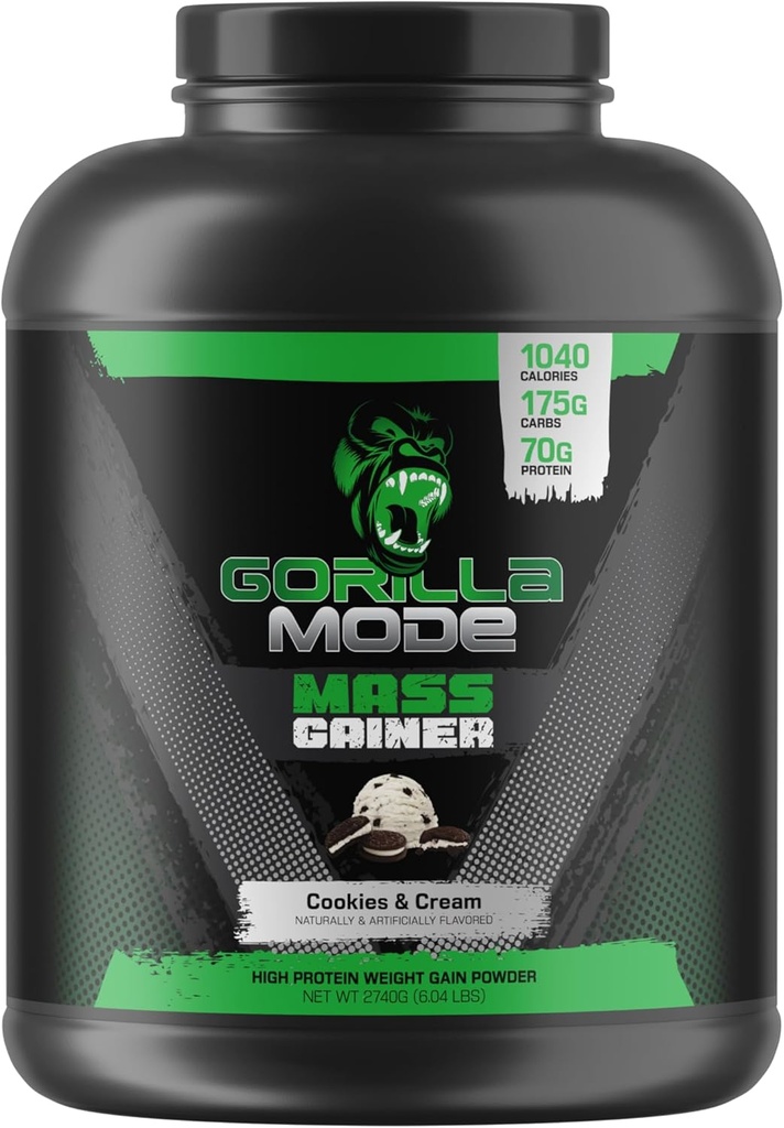 Gorilla Mind Mass Gainer (Cookies & Cream) – 70 g valku | 1040 kalorit | 175 g süsivesikuid | Kõrge valgusisaldusega pulber