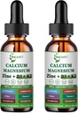 Kaltsium Magneesium Tsink Vedelad tilgad, vedel magneesiumglütsinaat 500mg Kaltsium 1000mg vitamiiniga D3,K2,B6,B12,Coq10,6X Tugevam kui kummikapslid (2 Pack)