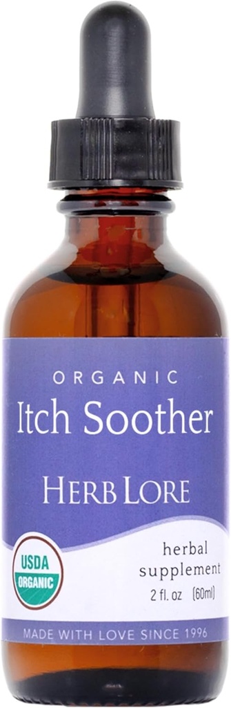 Herb Lore Organic Itch Soother Tinktuura - Soothes Sügelev Rasedus Naha & Lööve, Vedel piimaohakas, Dandelion & Yellow Dock Maksatoetus Tilgad (2 fl oz)