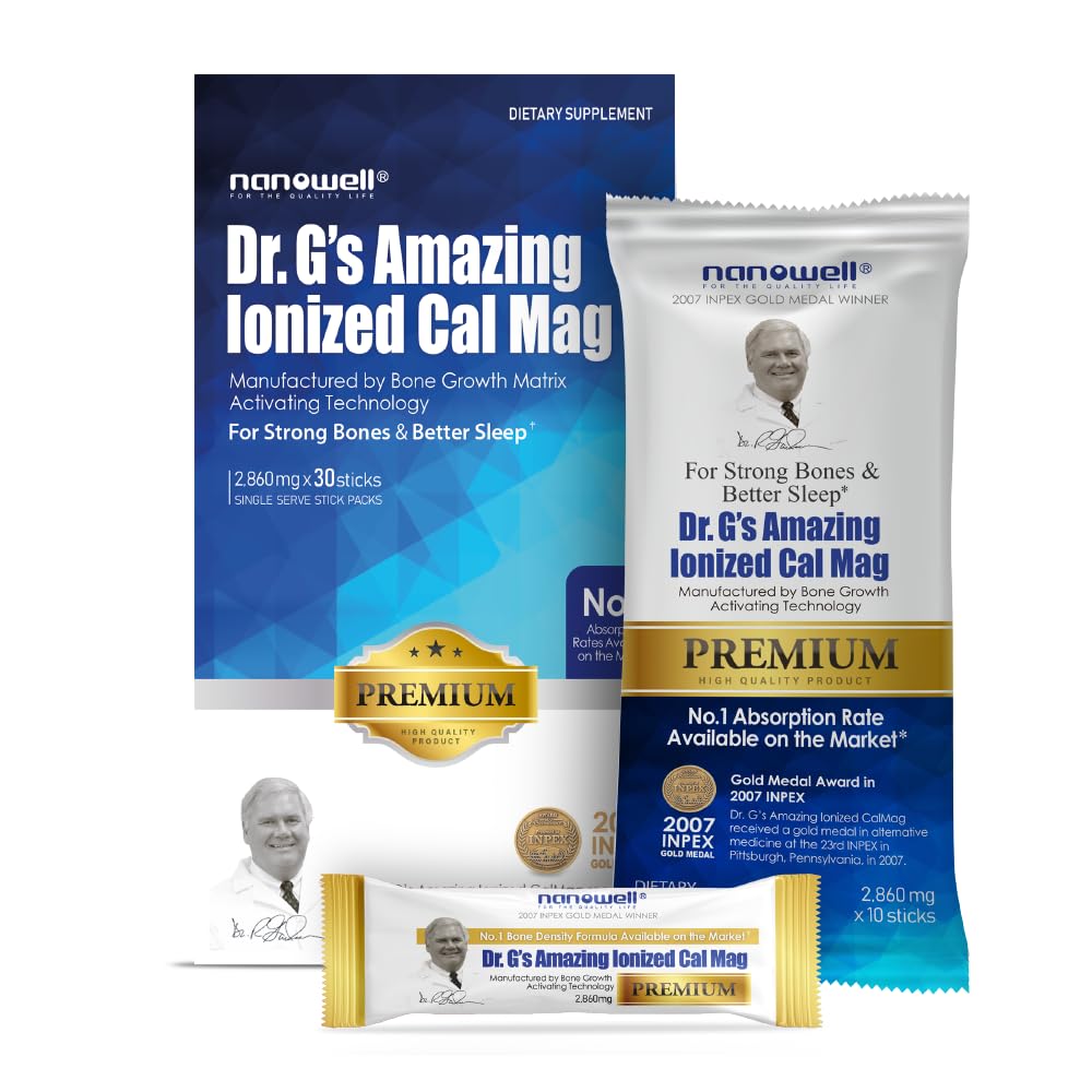 Dr. G's Amazing Ionized Cal Mag 2860mg (Premium) - Luu tugevus ja luude tervise täiendus ioniseeritud kaltsiumi ja magneesiumi pulbripulber pakendid - 30 Sticks x 1 Pack (30 Count)