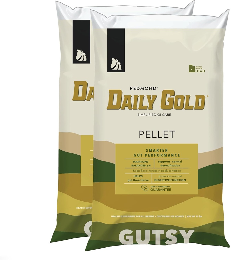REDMOND Daily Gold Pellets Stressi leevendamine, looduslik tervendav savi maohaavandid hobustel (2 Pack)