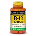 MASON NATURAL B12 1000 mcg Kiiresti lahustuvad tabletid toidu tervislikuks muundamiseks energiaks, 200 päeva pakkumine