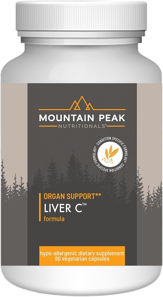 Mountain Peak Nutritionals Maksa C - Elundilisand aitab säilitada tervislikku maksafunktsiooni ja energiatootmist - w / Silifos® & Seened - hüpoallergeenne toidulisand (90 taimetoitlast kapslit)