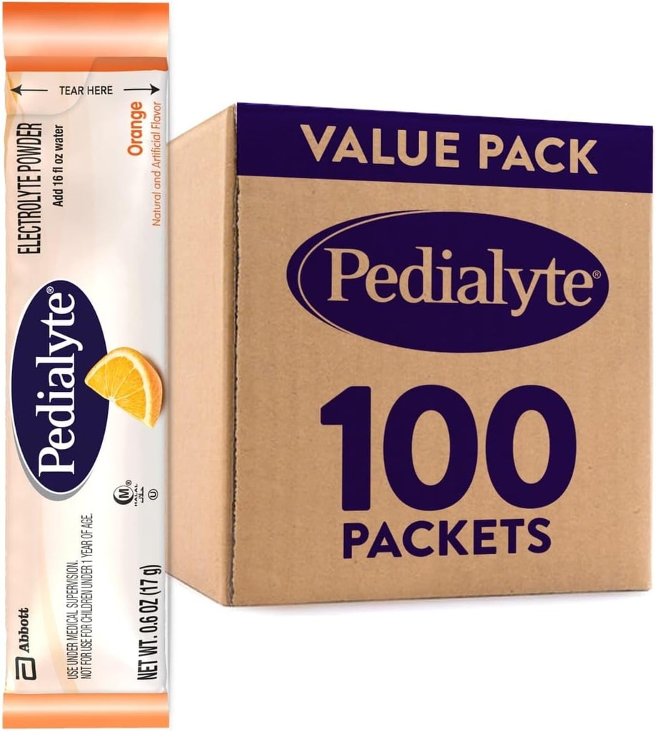 Pedialyte Electrolyte Powder Packets, Orange, Hüdratsioonijook, 100 ühekordselt kasutatavat pulbripaketti