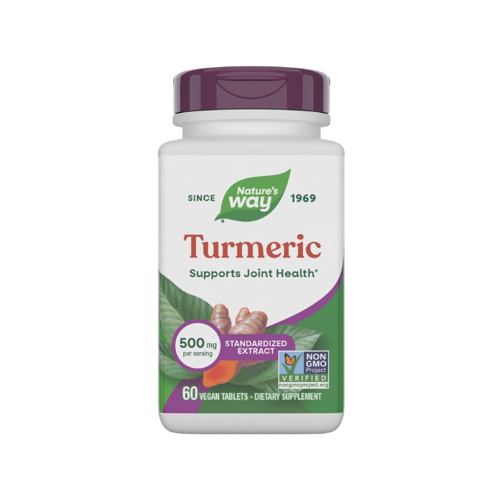 Nature's Way kurkum, Premium ekstrakt, toetab ühist tervist *, standardiseeritud 95% kurkuminoidid, 500 mg serveerimine, mitte-GMO projekti kontrollitud toidulisandid, 60 tabletti (pakendamine võib varieeruda)