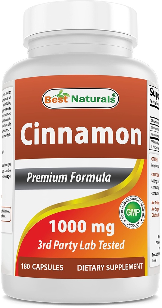 Parim Naturals Cinnamon 2000 mg samaväärne kroom 400 mcg ühe serveerimise - Metabolism Support - 180 kapslit