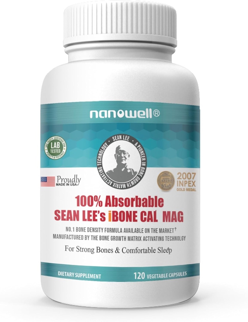 NANOWELL Sean Lee iBone Cal Mag - Luu tervis, kaltsium ja magneesiumilisand - 120 köögiviljakapslit, 30 päeva pakkumine
