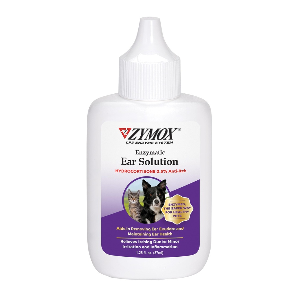 ZYMOX Ensümaatiline kõrvalahus 0,5-protsendilise hüdrokortisooniga, koerale ja kassile, 1,25 oz
