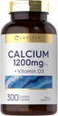 Carlyle Calcium 1200mg with Vitamin D3 | 300 Caplets | Non-GMO, Gluten Free, and Vegetarian