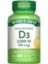 Looduse Tõde Vitamiin D3 2000 RÜ | 300 Softgels | Suure tugevusega valem | Mitte-GMO & Gluteenivaba toidulisand