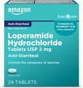 Amazon Basic Care Loperamide Hydrochloride Tablets, 2 mg, Anti-Diarreal, 24 Count (pakend 1) (pakend võib erineda)