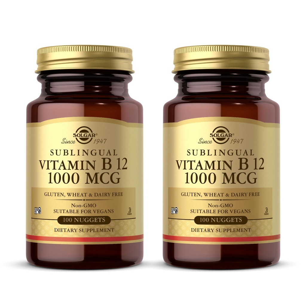 Solgar Sublingual Vitamiin B12 1000 mcg - 250 Nuggets, Pack of 2 - Non-GMO, Vegan, Gluteenivaba, Piimavaba, Kosher - 500 Kokku Servings