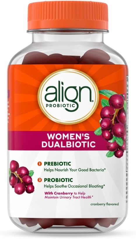 Align Women's Health, Prebiotic + Probiotic, with Cranberry for Feminine Health, Help Nourish & Add Good Bacteria for Digestive Health, 50 Gummies