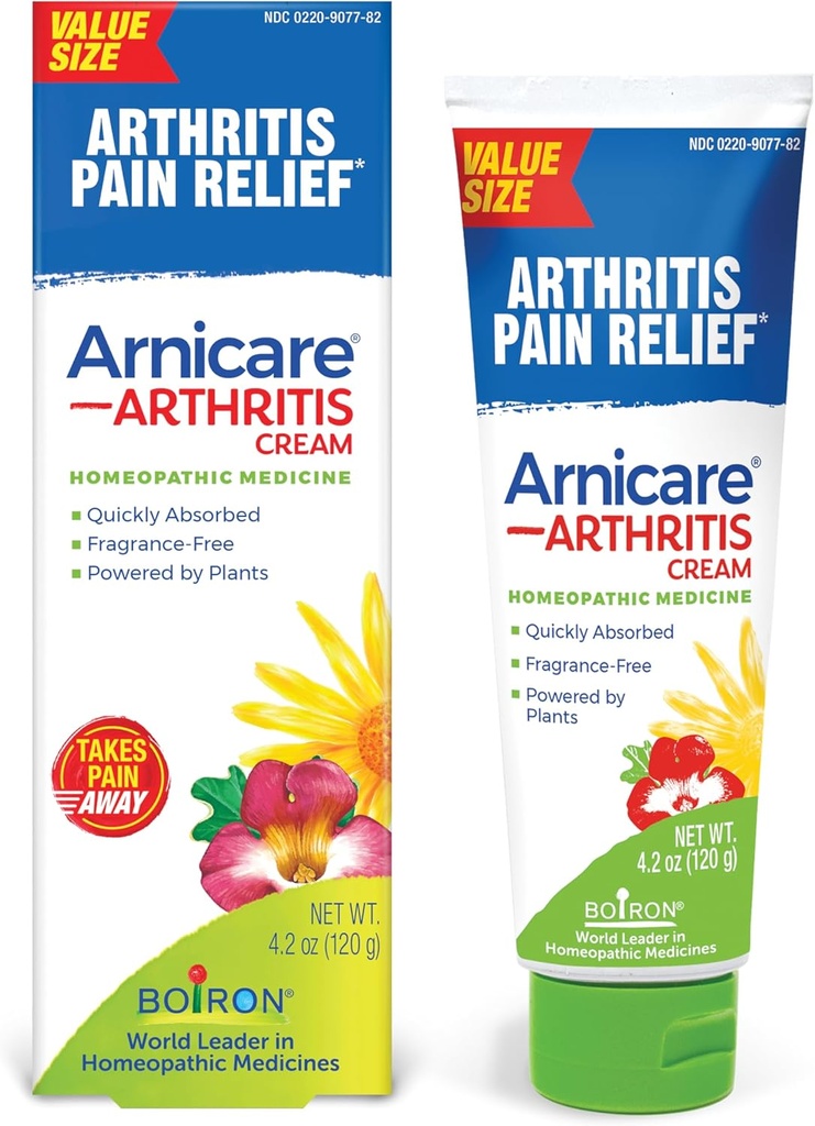 Boiron Arnicare Arthritis Cream valu leevendamiseks põlved, käed, randmed, küünarnukid, liigesed ja lihased - kiiresti imendunud ja lõhnavaba - 4, 2 oz