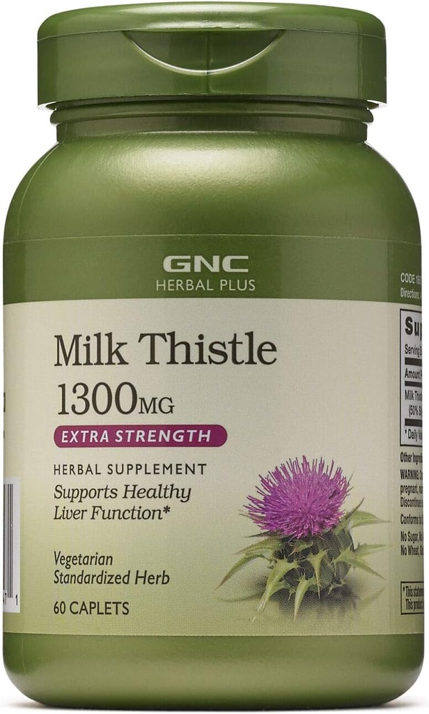 GNC Taimne Plus piimaohakas 1300mg täiendus, ekstra tugevus, taimetoitlane, toetab tervislikku maksafunktsiooni, 60 serveerimist