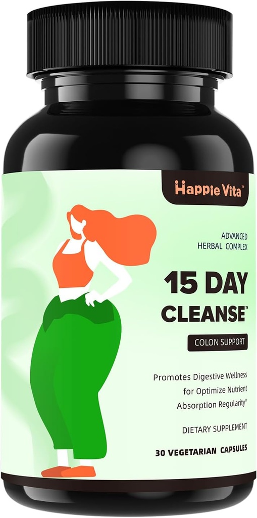 15 Day Gut Cleanse Detox naistele ja meestele, Advanced Gentle Gut Colon Puhastage Detox Psyllium Husk, Cascara Sagrada, Senna ja probiootiline looduslik lahtistav, 30 kapslit