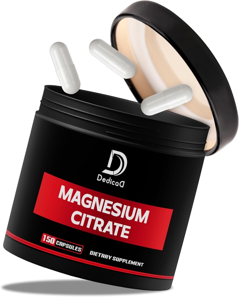 Magneesiumtsitraat 500 mg kapslid (Citrato de Magnesio) - puhas magneesiumi lisand seedetrakti toetamiseks, lihasmassi ja energia tootmiseks - 150 kapslit 5-kuuliseks pakkumiseks